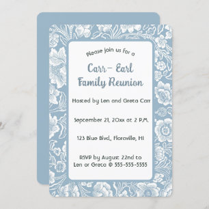 Editable Blue Floral Invitation