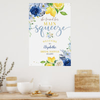 Editable Blue Floral Lemon Bridal Shower She Found