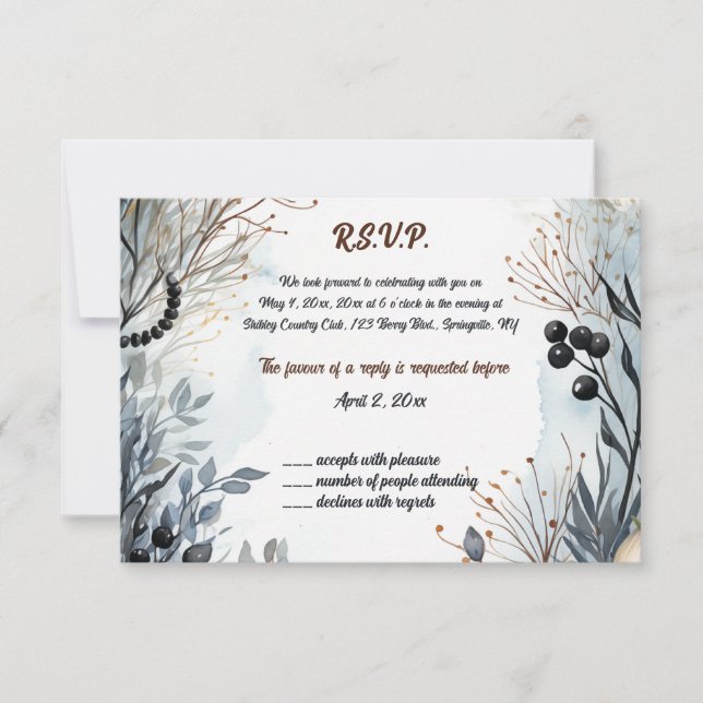 Editable Blue Flower Garden RSVP (Front)