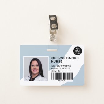 editable blue professional nurse photo logo code badge | Zazzle