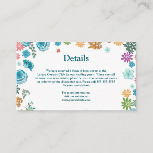 Editable Blue Roses Details of the Wedding Enclosure Card