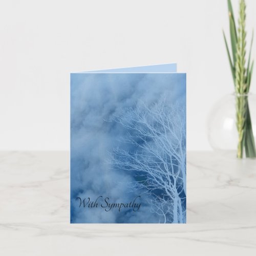 Editable Blue Trees and Clouds Sympathy Card
