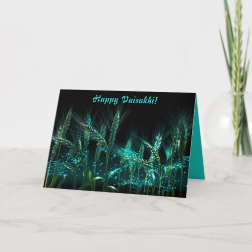 Editable Blue Wheat Happy Vaisakhi  Card