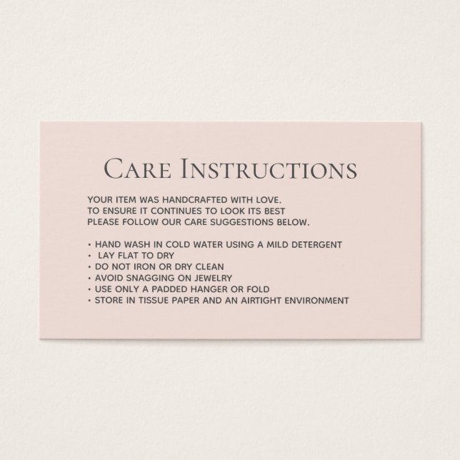 Editable Blush Laundry Care clothing packaging (Front)