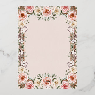 Editable Blush Pink Floral Wedding Invitation Foil Invitation