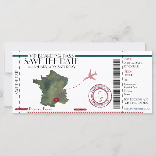 Editable Boarding Pass Save the Date