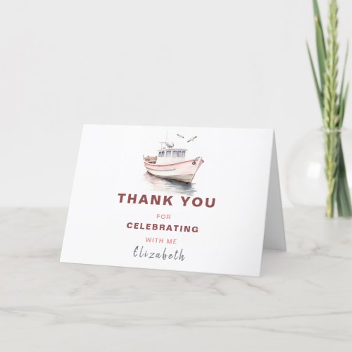 Editable Boat Birthday Thank You Card _ Girls