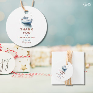 Editable Boat Circle Favor/ Thank You Tag - Boy