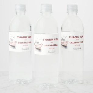 Editable Boat Nautical Water Bottle Label - Girl