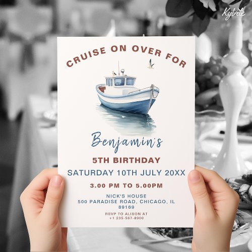 Editable Boat Theme Birthday Invitation _ Boy