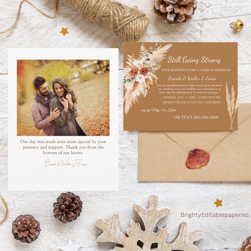 Editable Bohemian vow renewal invitation 