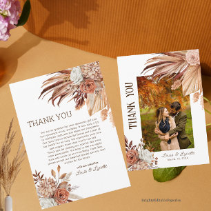 Editable Bohemian Wedding Photo Thank You Card