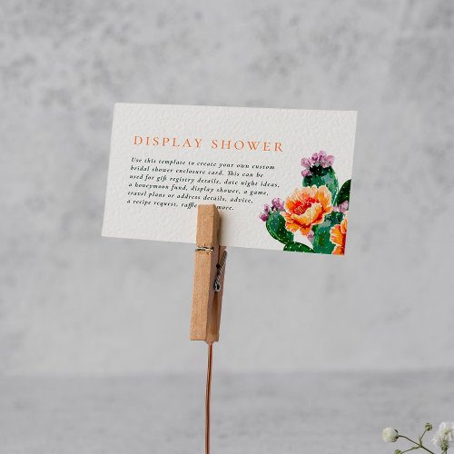 Editable Boho Cactus Flowers Fiesta Bridal Shower Enclosure Card