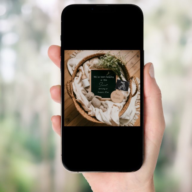 Editable boho neutral pregnancy announcement  (Front Digital)