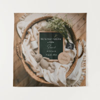 Editable boho neutral pregnancy announcement