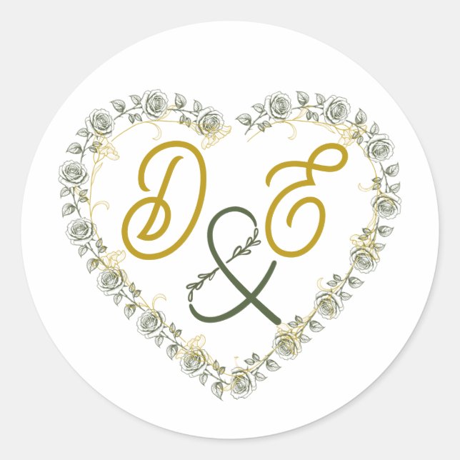 Editable Boho Neutral Wedding Monogram Sticker (Front)