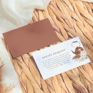 Editable Boho Pampas Terracotta Bridal Shower Enclosure Card