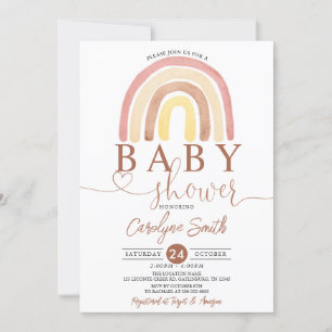 Editable Boho Rainbow Baby Shower Invitation