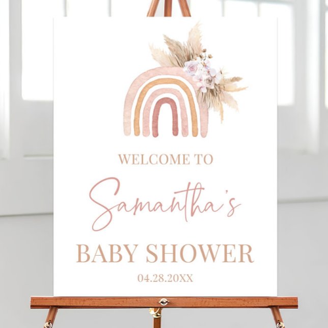 Editable Boho Rainbow Baby Shower Welcome Sign (Creator Uploaded)