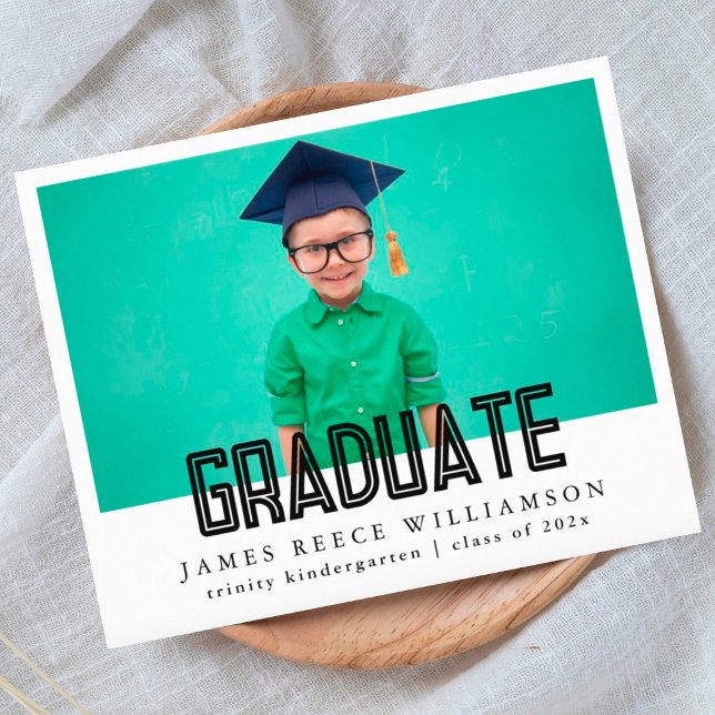 Editable Bold Photo Kindergarten Grad Announcement (Creator Uploaded)