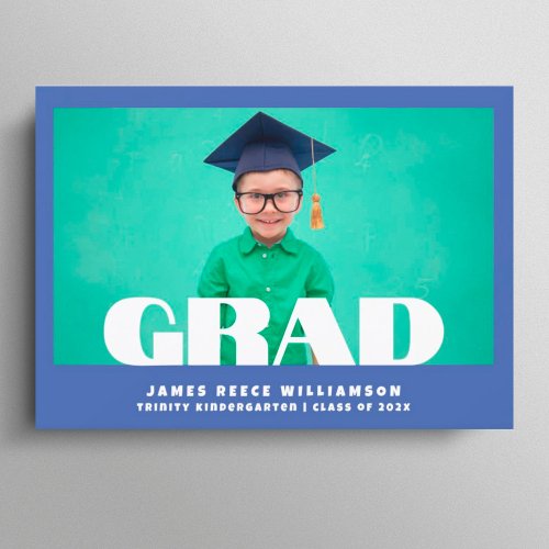 Editable Bold Photo Kindergarten Graduation Announ Announcement