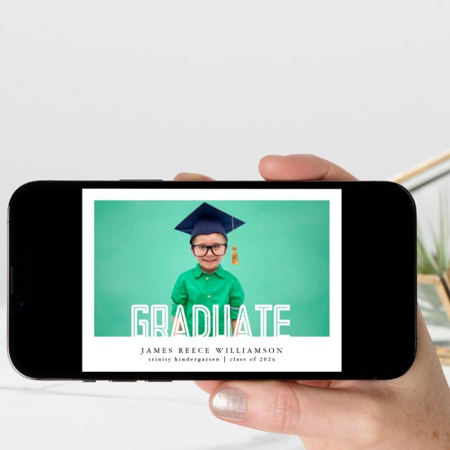 Editable Bold Photo Kindergarten Graduation Announcement (Front Digital)