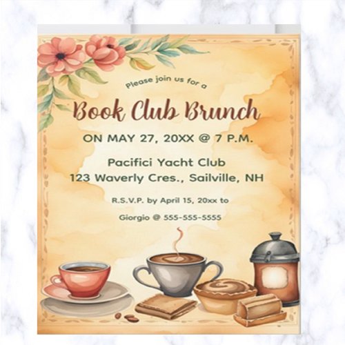 Editable Book Club Brunch Invitation