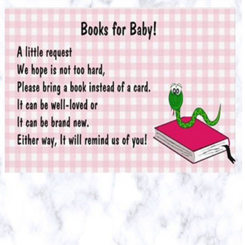 Editable Book Worm Babys Library Enclosure Card