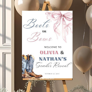 Editable Boots or Bows Gender Reveal Welcome Sign