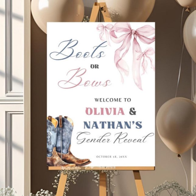 Editable Boots or Bows Gender Reveal Welcome Sign  (Creator Uploaded)