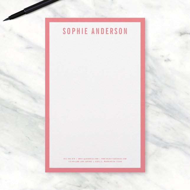 EDITABLE Border Color Modern Bold Name Stationery (Creator Uploaded)