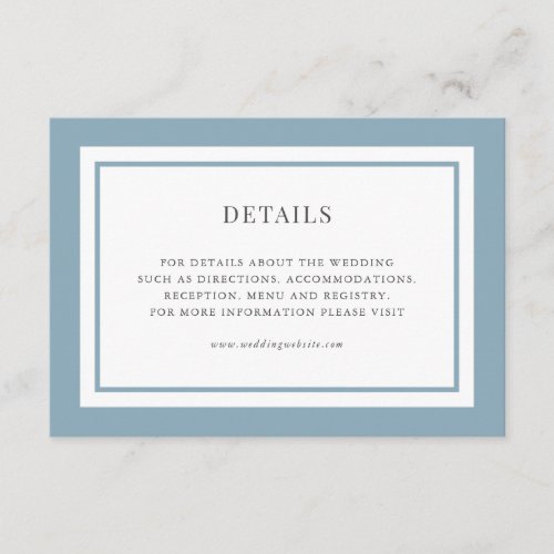 Editable Border Color Wedding Details Enclosure Card