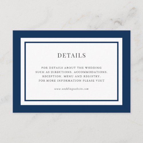 Editable Border Color Wedding Details Enclosure Card
