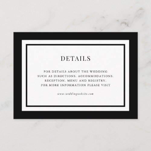 Editable Border Color Wedding Details Enclosure Card