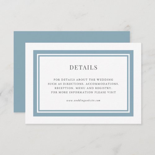 Editable Border Color Wedding Details Enclosure Card