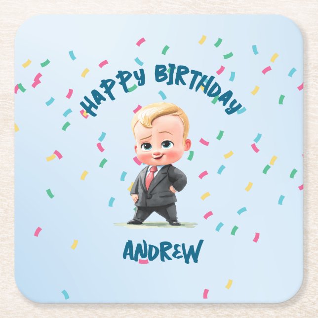 Editable Boss Baby Paper Coaster (Front)