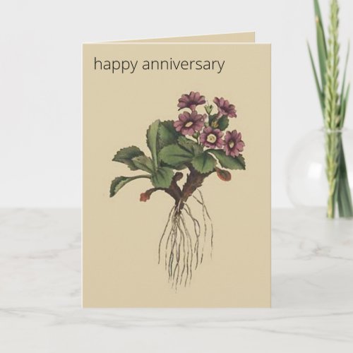 Editable Botanical Mountain Primula Greeting Card