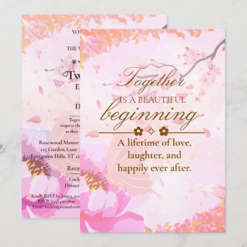 Editable Botanical Wedding Invitation Card