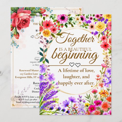 Editable Botanical Wedding Invitation Card