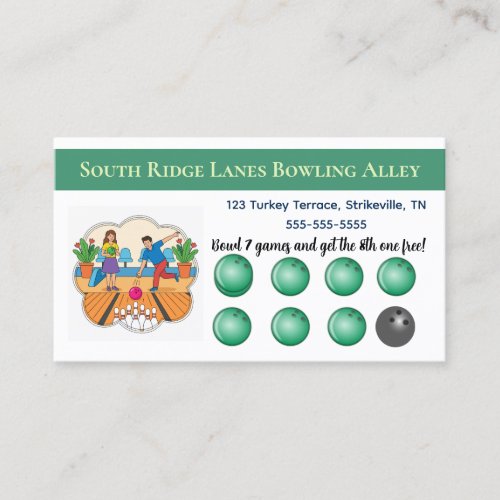 Editable Bowling Games Loyalty Card