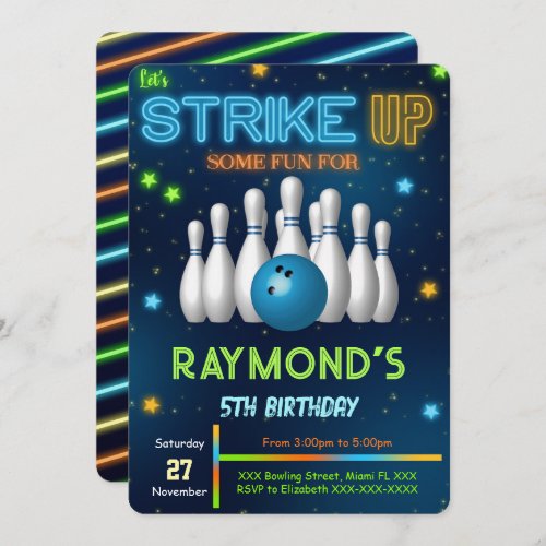 Editable Bowling Invitation