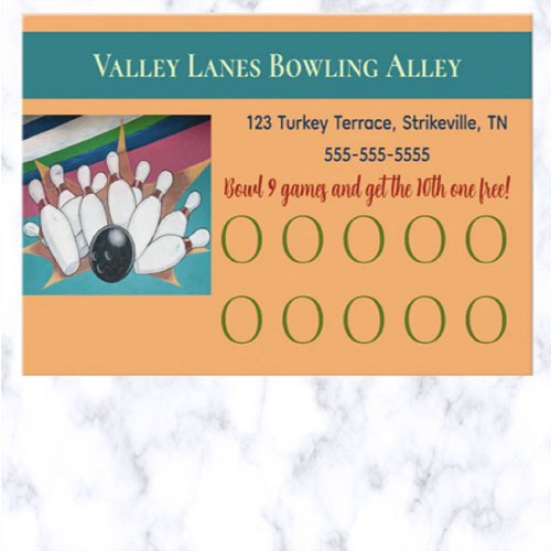 Editable Bowling Loyalty Card