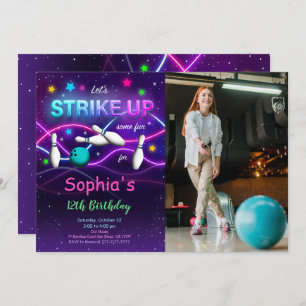 Editable Bowling Photo Invitation