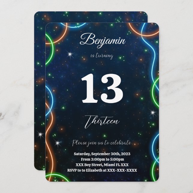 Editable Boy Birthday Invitation (Front/Back)