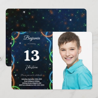 Editable Boy Birthday Photo Invitation