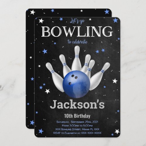 Editable Boy Bowling Invitation