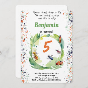 Editable Boy Bug Birthday Party Invitation