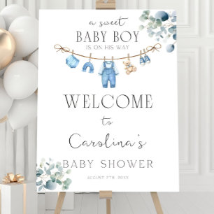 Editable Boy Clothes Baby Shower Welcome Sign Baby