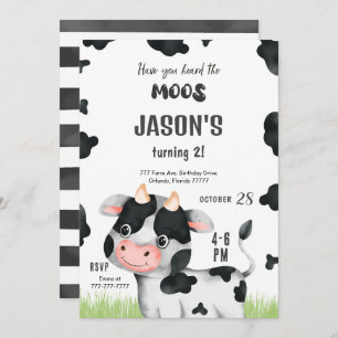 Editable Boy Cow Birthday Invitation