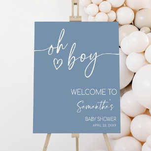 Editable Boy Minimalist Baby Shower Welcome Sign 